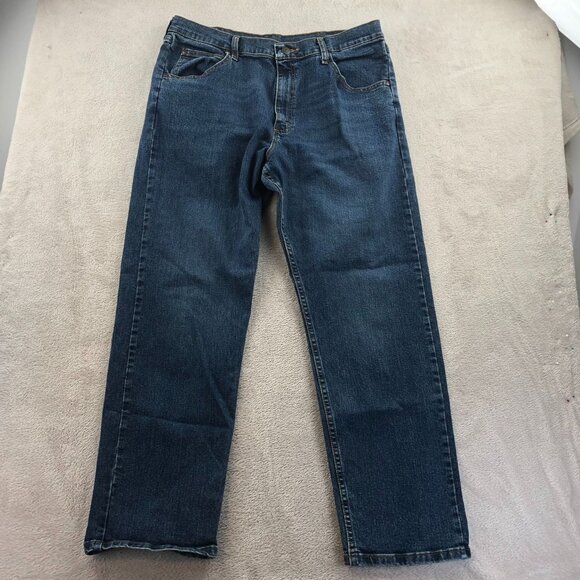 2 Wrangler Mens Jeans 34x29 Measured Relaxed Fit Blue Denim Classic Casual - Picture 6 of 16